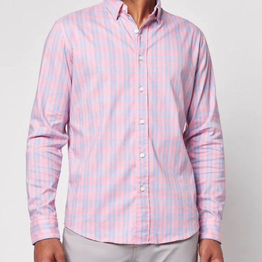 NWT Faherty Movement Shirt - LARGE - Summer Rose Plaid (Orig: $158)